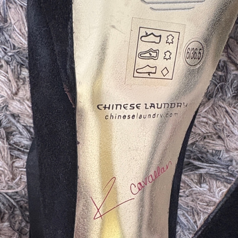 Chinese Laundry Black Suede & Mesh Heels with Removable Crystal Accents, Size 6 - Picture 10 of 10